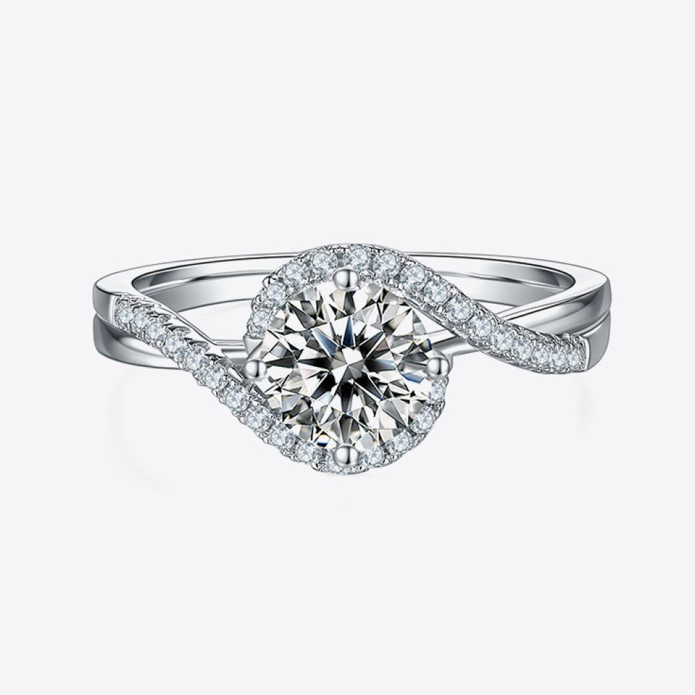 1 Carat Moissanite 925 Sterling Silver Crisscross Ring - Analia's Boutiques -