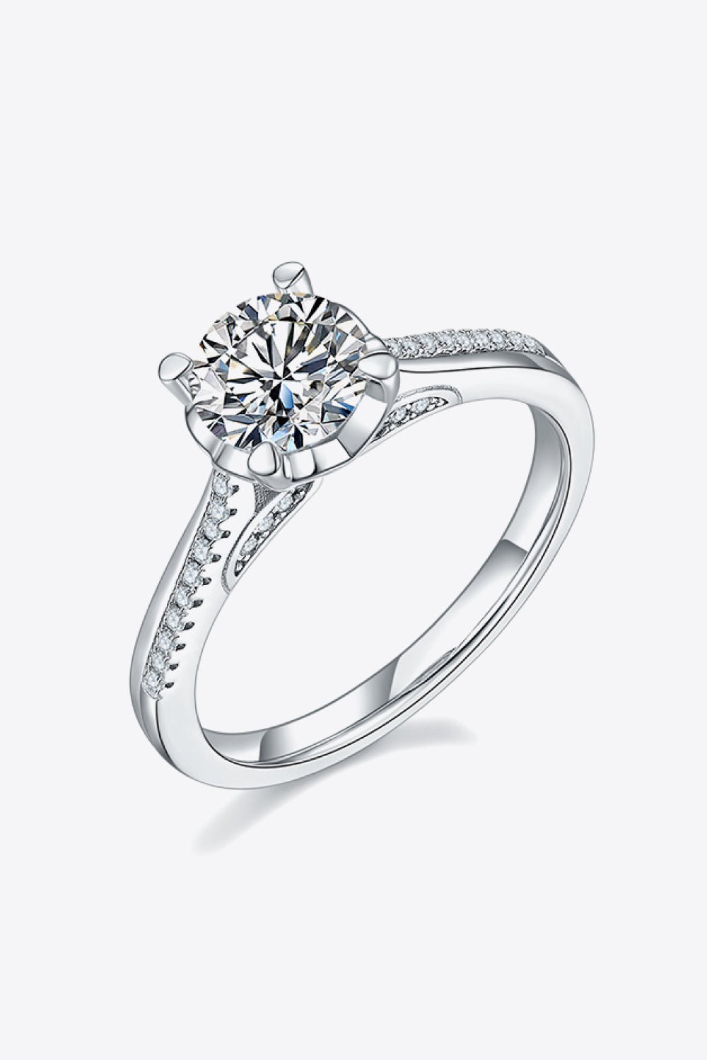 1 Carat Moissanite 925 Sterling Silver Side Stone Ring - Analia's Boutiques