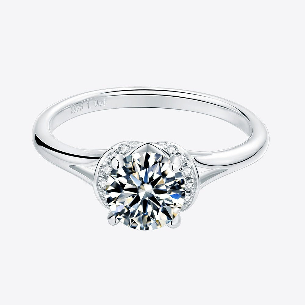 1 Carat Moissanite 925 Sterling Silver Split Shank Ring - Analia's Boutiques -