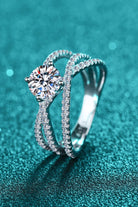 1 Carat Moissanite Crisscross Ring - Analia's Boutiques