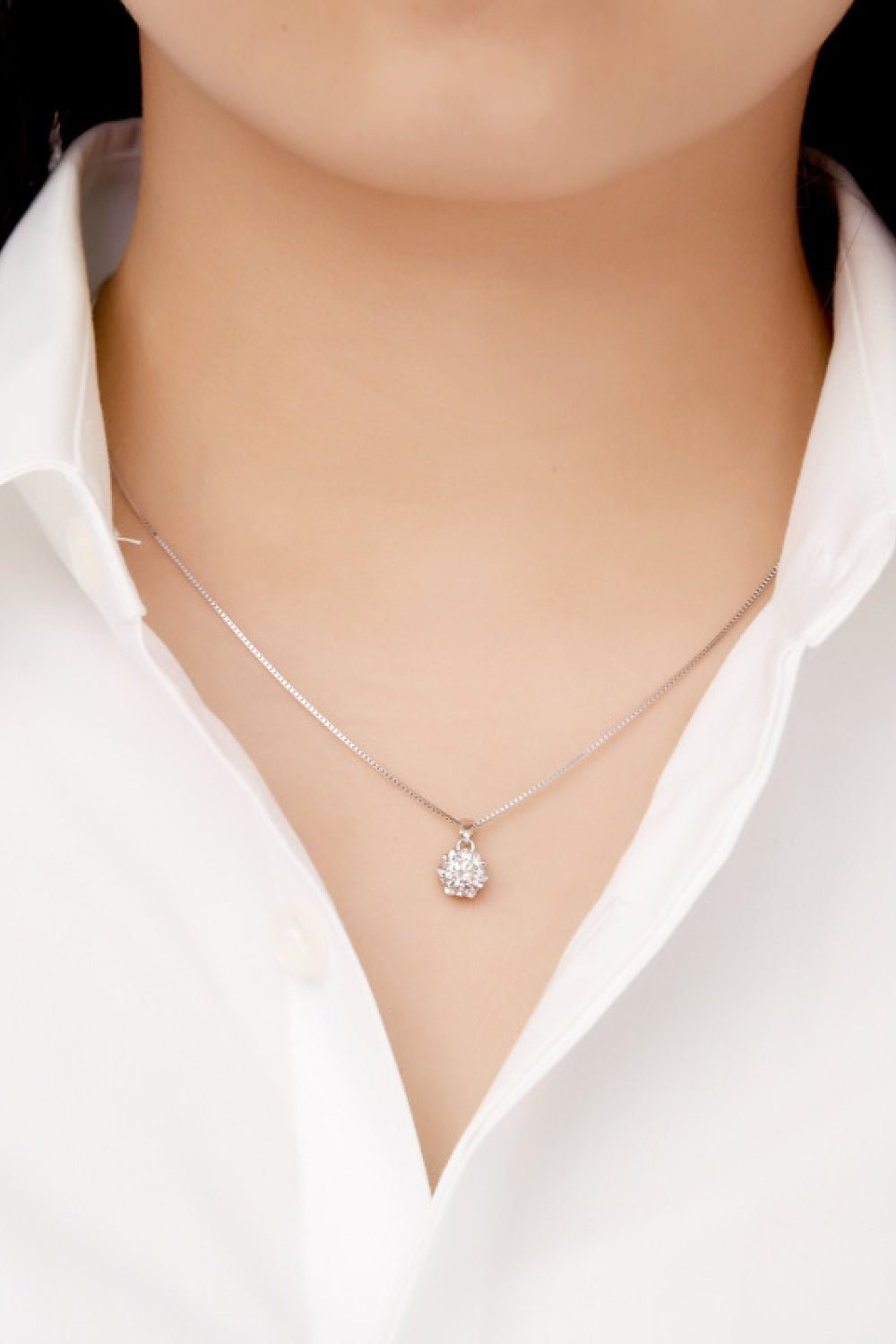 1 Carat Moissanite Pendant Platinum-Plated Necklace - Analia's Boutiques -