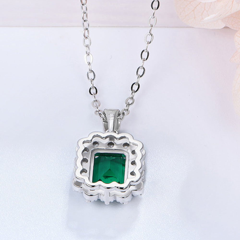 1.5 Carat Lab-Grown Emerald Pendant 925 Sterling Silver Necklace - Analia's Boutiques -