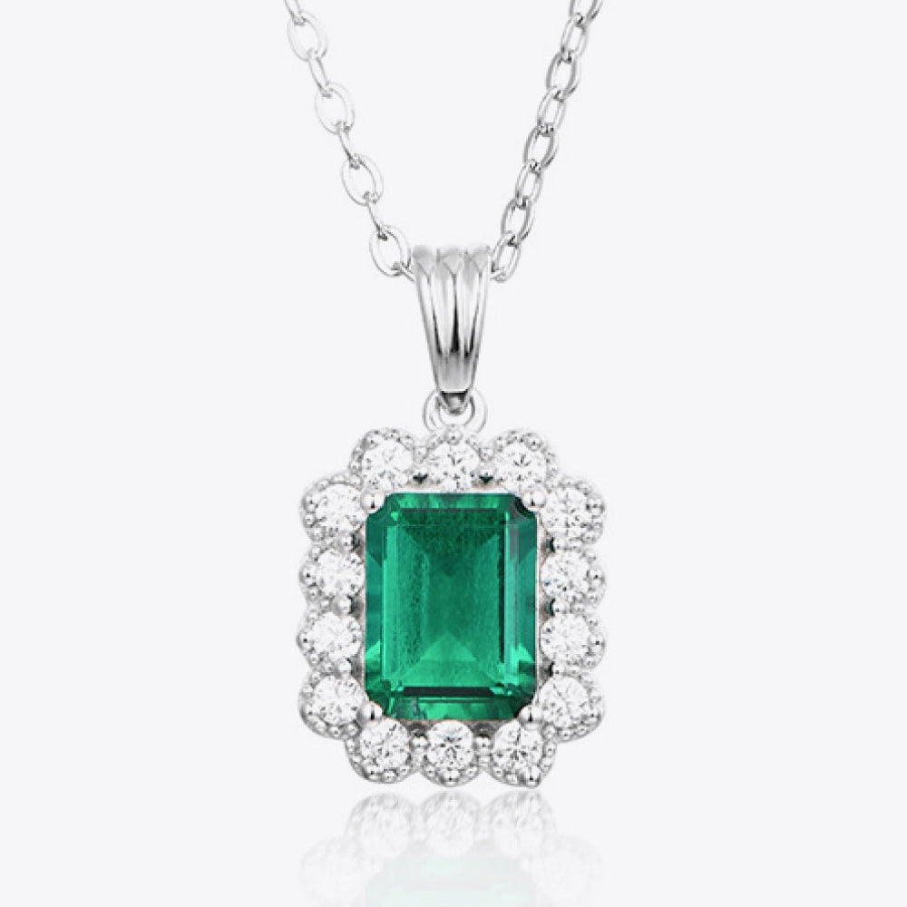 1.5 Carat Lab-Grown Emerald Pendant 925 Sterling Silver Necklace - Analia's Boutiques -