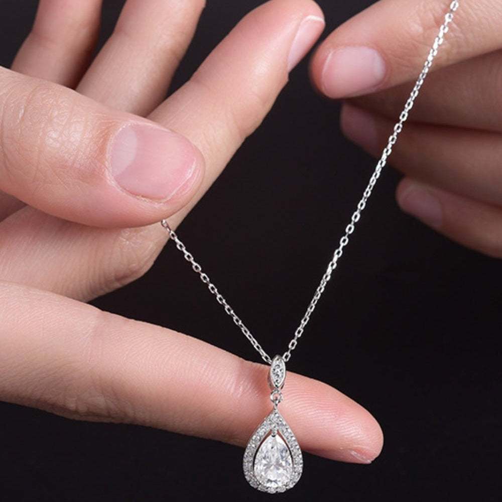 1.5 Carat Moissanite 925 Sterling Silver Teardrop Necklace - Analia's Boutiques -