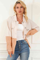 Contrast Button Down Collared Jacket - Analia's Boutiques