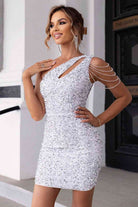 Contrast Sequin Sleeveless Mini Dress - Analia's Boutiques