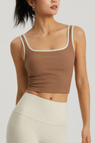 Contrast Square Neck Cropped Sports Tank - Analia's Boutiques