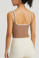 Contrast Square Neck Cropped Sports Tank - Analia's Boutiques