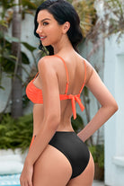 Contrast Tie Back Bikini Set - Analia's Boutiques