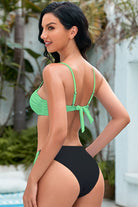 Contrast Tie Back Bikini Set - Analia's Boutiques